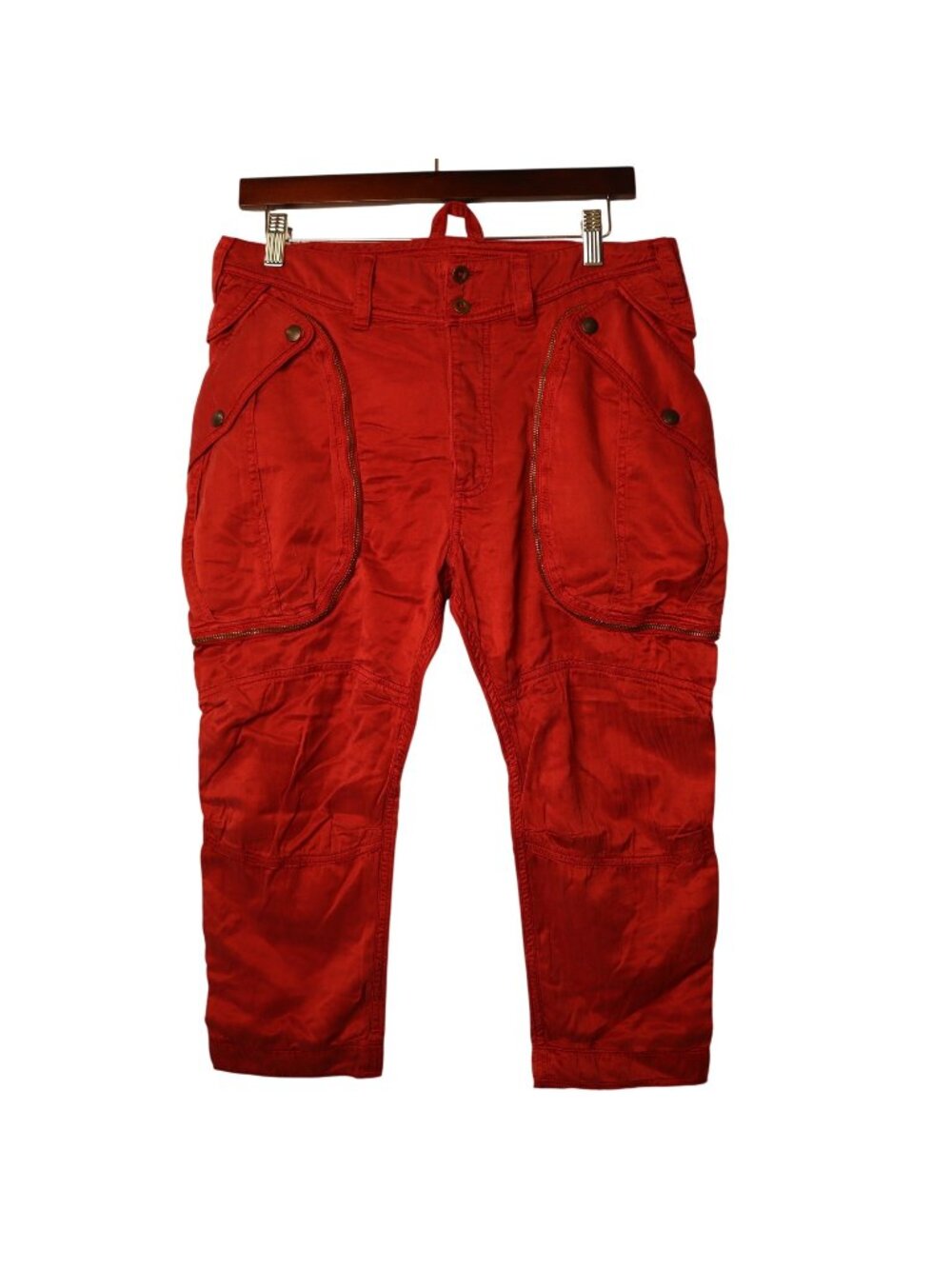 #939 Faith Connexion Women's Size Medium Red Cargo Pants With Button